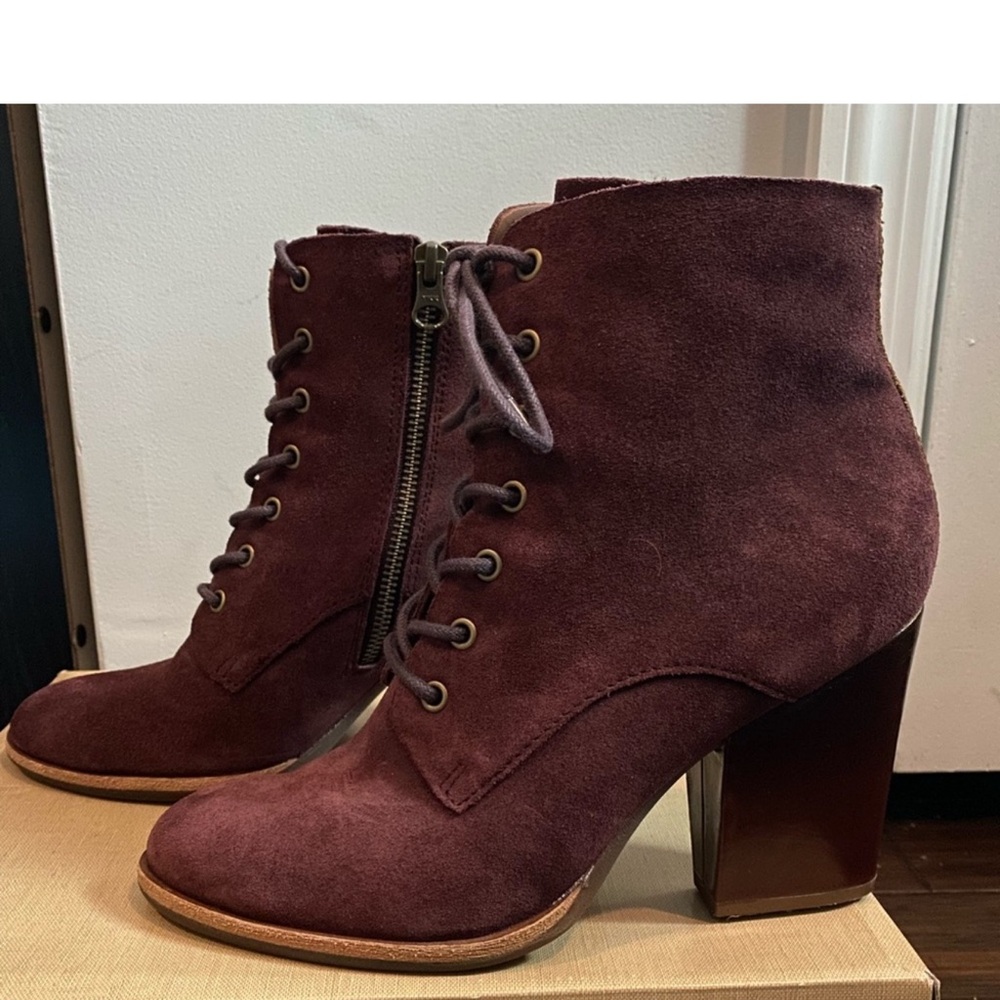 Kork-Ease Plum Suede Lace Up Boots